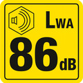 Lydniveau: 86 dB (LWA).